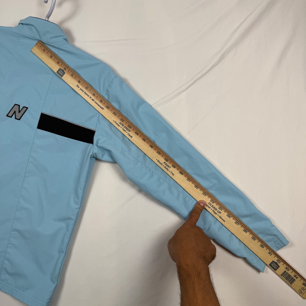 New Balance Mens Light Blue Full Zip Mesh Lined Windbreaker Jacket Medium - Picture 7 of 8